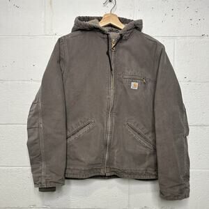 Carhartt Sherpa-Lined Hooded Detroit Jacket “Taupe Grey”